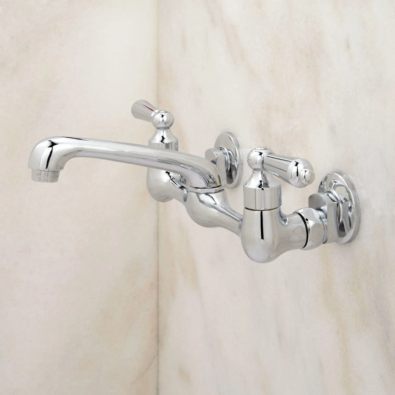 Wall-Mount Bridge Kitchen Faucet with Variable Center