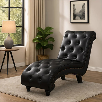 Chaise Longue Brown Faux Leather