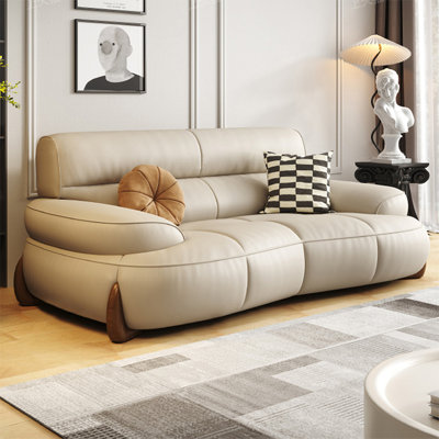 Canapé modulaire en cuir crème blanc cassé