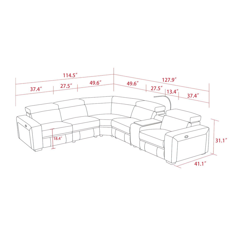 Alepede Upholstered Power Reclining L-Shaped Sectional Symmetrical