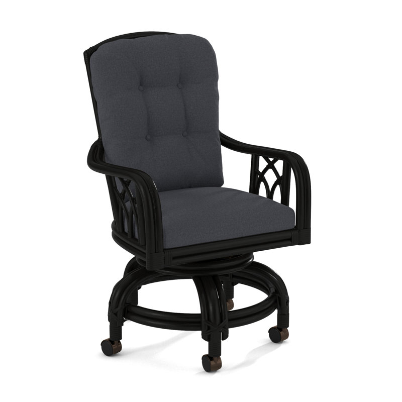 Edgewater Castered Arm Chair, Black, White Performance Fabric; 0851-94