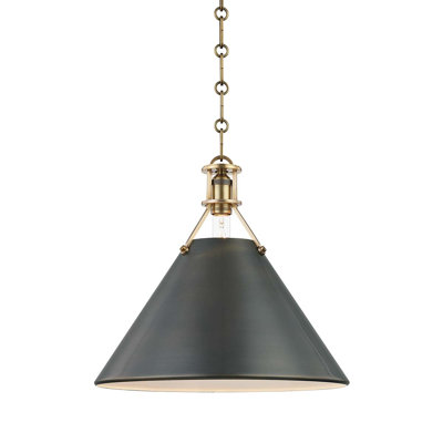 Luminaire suspendu conique en métal 1 lumière 16 "par Mark D. Sikes pour Hudson Valley Lighting