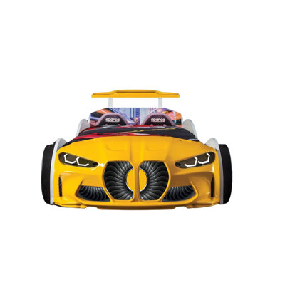 Aleara GTX Twin Race Car Bed with LED Lights & Sound FX, Kids Racing Bedroom Furniture