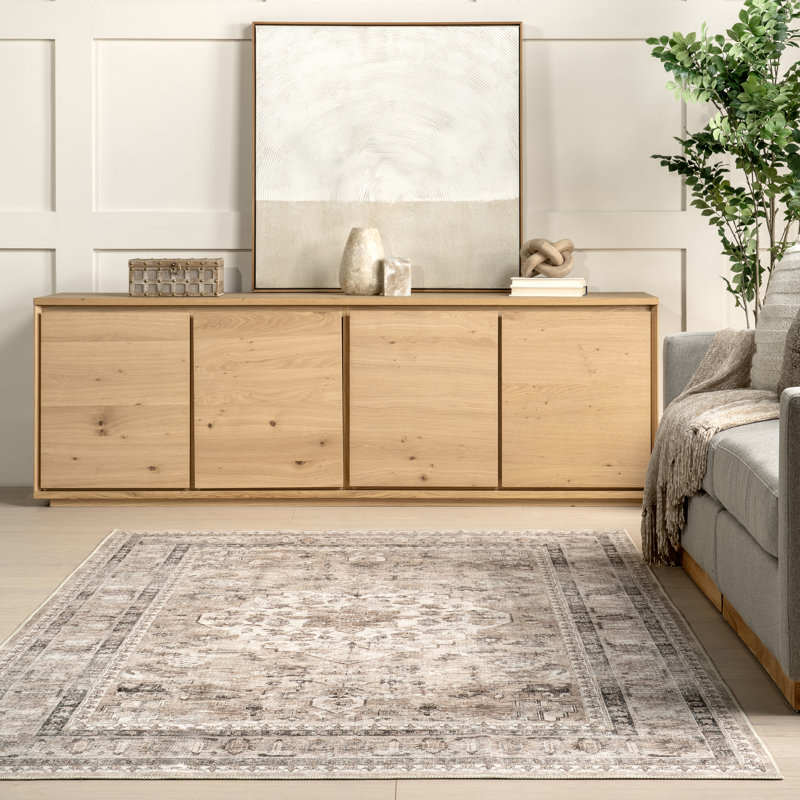Tapis lavable résistant aux taches Davi, Rectangle 6 pi x 9 pi