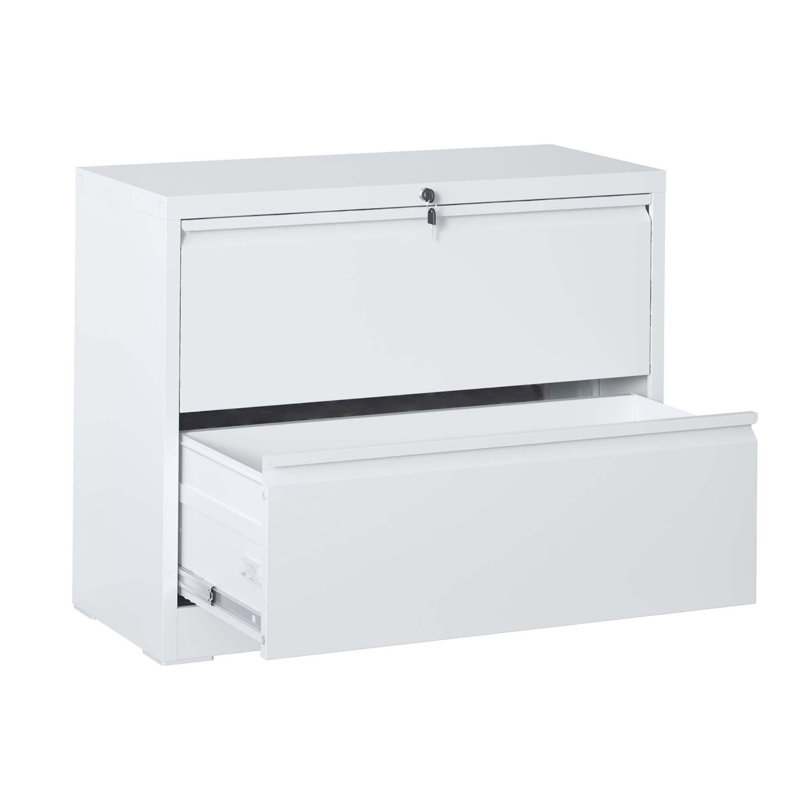 Lateral File Cabinet 2 Drawer, 35.4 Inch Wide Metal Filing Cabinet For Home Office, Locking File Cabinet With Anti-Tip Interlock, Heavy Duty Steel Storage For Letter/Legal/A4 Files
