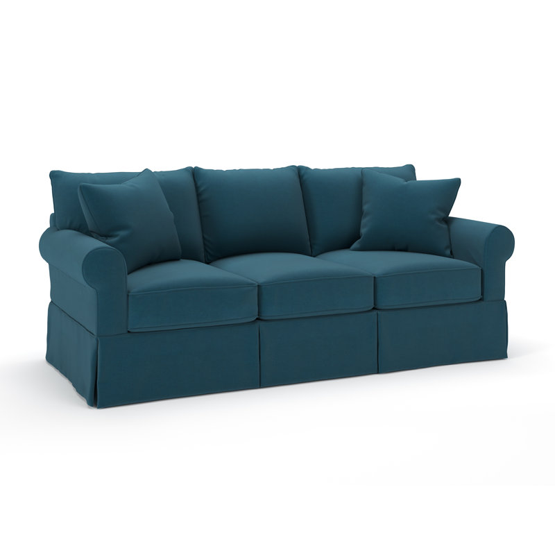 Amari 89'' Slipcovered Sofa, Bayou Midnight Canvas