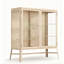 Verre trempé beige + vitrines en acier