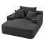 Chaise longue moderne surdimensionnée en velours côtelé de 170 cm, sans dossier, avec assise profonde, 3 coussins, 2 porte-gobelets et poche de rangement latérale, aucun assemblage requis, grise
