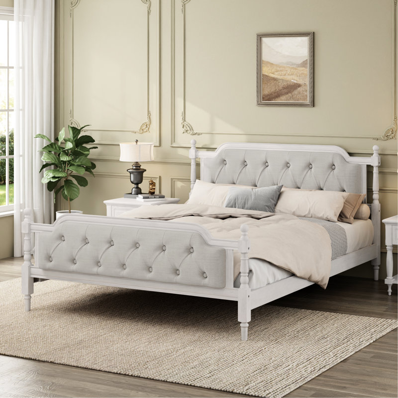 Très grand lit avec très belle tête de lit, bois de pin massif, sans sommier, cadre en bois Promous Sleep Sleep