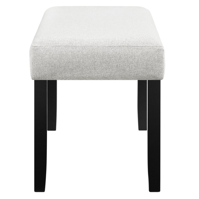 Dining Room's Gray Bench With Soft Fabric And Dark Finish Legs, Seat, Contemporary Upholstered Seat