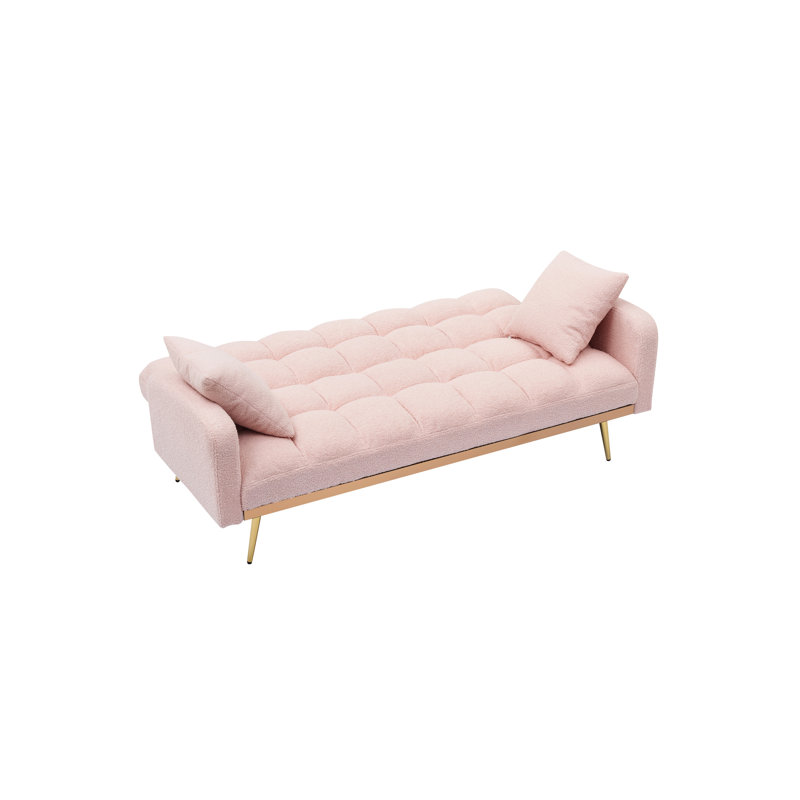 Lit rose de 69 pouces avec fonction réglable à trois vitesses pour petit salon, tissu, cadre amovible en bois massif et artificiel, 2 sièges, rembourrage en mousse, matériau de conception moderne, convertible,