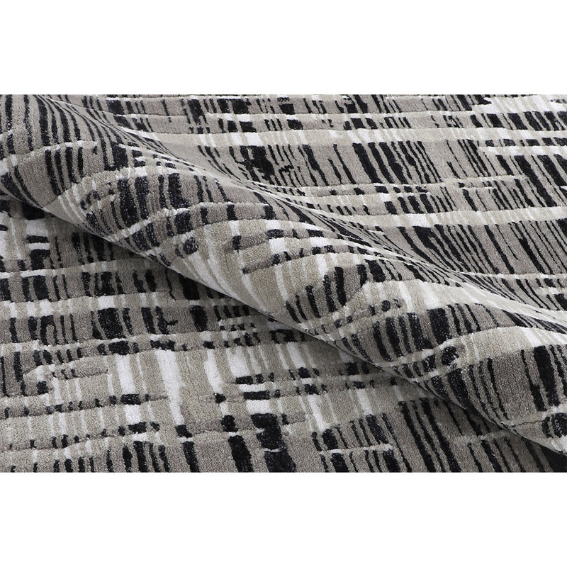 Abstract Area Rug in White, Rectangle 2' x 3'