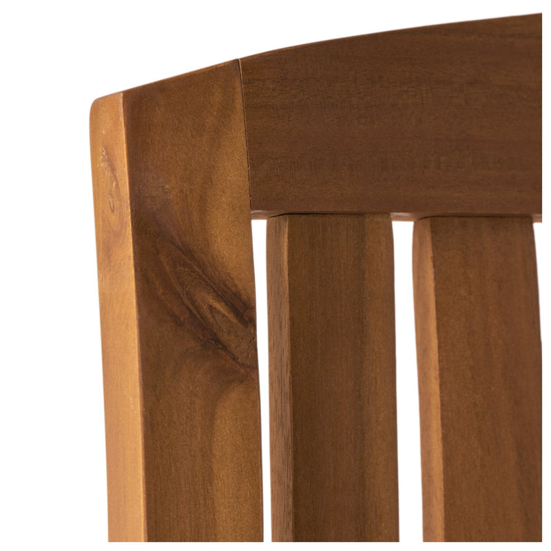 Chaise berçante d'extérieur en bois d'acacia avec coussins crème pour patio et jardin