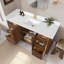 Meuble-lavabo simple 60 po avec plateau en pierre de quartz blanc Friedliese-271129519