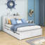 Lit plateforme en bois avec couchette et tablettes coulissantes Ezai-277104597