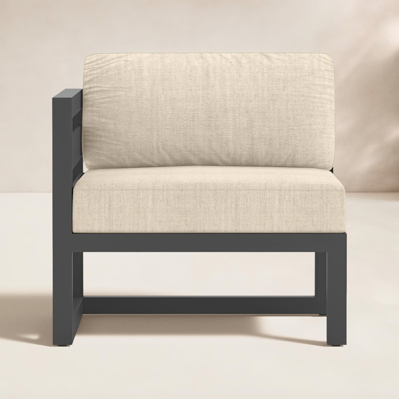 Smith Powder Coated Aluminum Outdoor Lounge Chair , Sunbrella® Cushions Included, Canvas Charcoal Sunbrella® Canvas, Slate