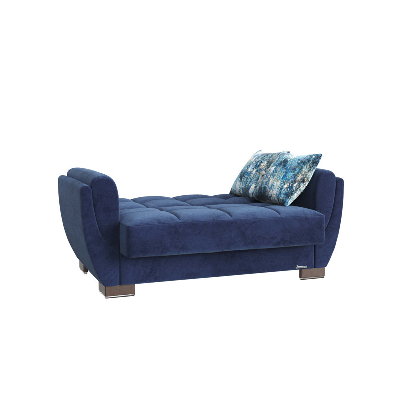Causeuse convertible rembourrée avec rangement en microfibre
