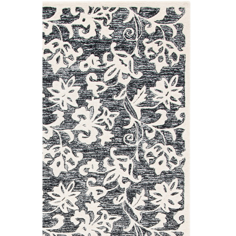 Tapis floral en laine et coton touffeté à la main Metro, Tapis de couloir 2 pi 3 po x 9 pi