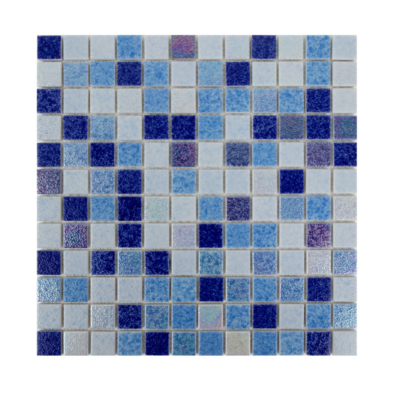 Gaia 0.9" x 0.9" Glass Grid Mosaic Wall & Floor Tile, Ocean Swell