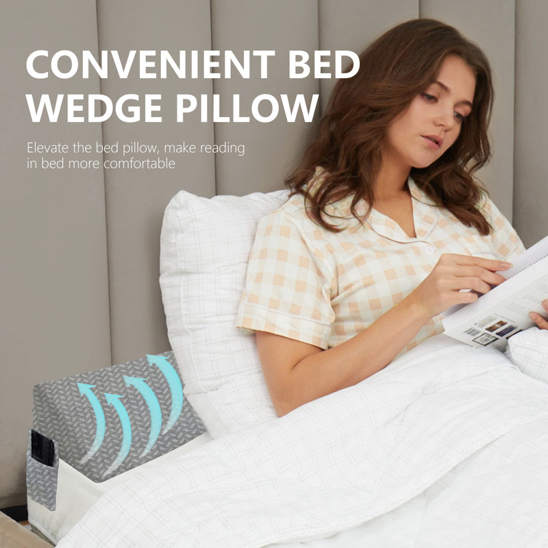 Sit-up Back Comfort Foam Bed Wedge Pillow/Headboard Pillow/Mattress Wedge, Gap Filler to Close The Gap Compression, 6" x 59"