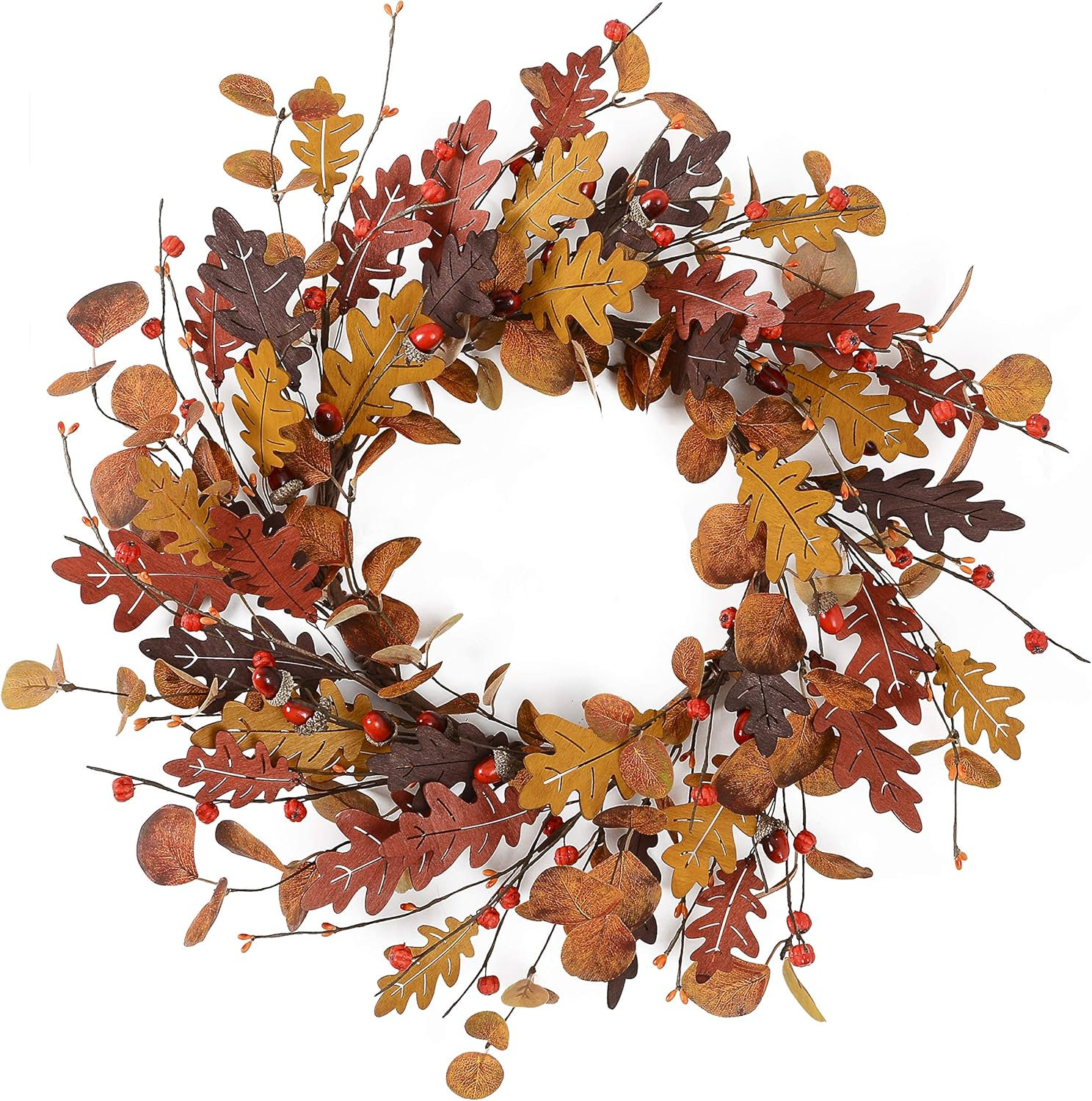 Couronne D'Automne Décorative Avec Gnome & Guirlande Lumineuse – Décoration Porte Ou Mur Pour Halloween, Thanksgiving - 5