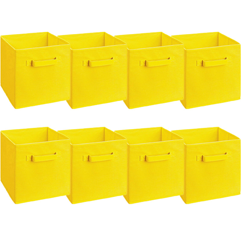 Fabric Cube Collapsible Storage Box, Yellow