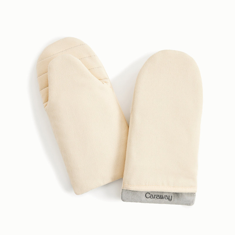 Caraway 2Pc Linen Oven Mitts, Cream