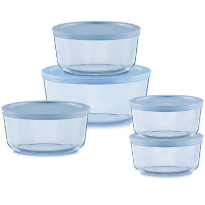 Pyrex® Simply Store® Tinted 5-Pack Round Storage Set with Plastic Lids, Blue