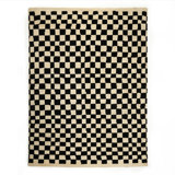 SINEAD Hand Knotted Wool Checkered Area Rug in Black