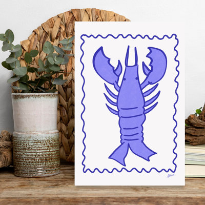 Blue Lobster Contemporary Lobster Nature Ocean Wall Art Print 1 Piece Wrapped Canvas Wall Art