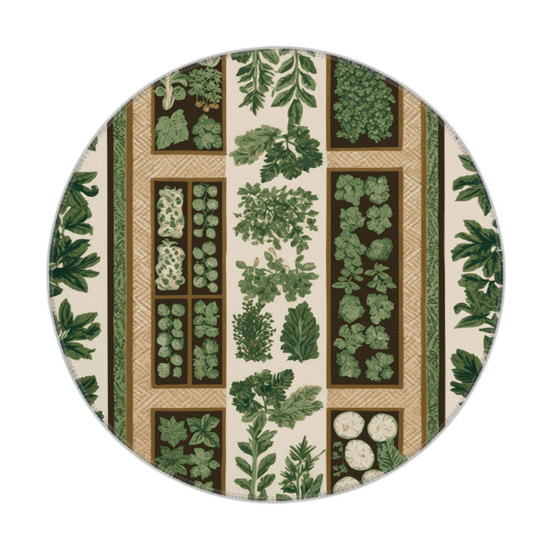 Tapis d'intérieur et d'extérieur vert Nature, Rond 5 pi