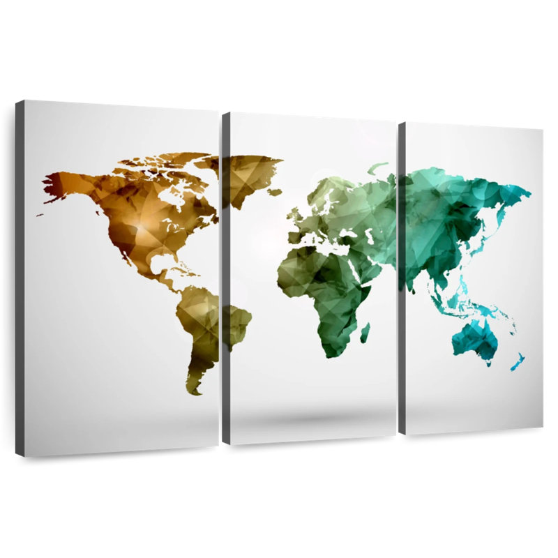 Carte du monde abstrait moderne Aliaz, H 28 po x l 45 po