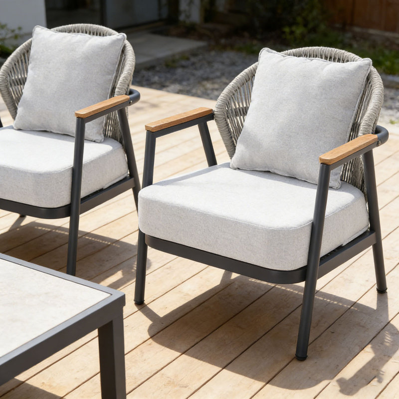 Outdoor Rope Club Chair, Teak-QT2