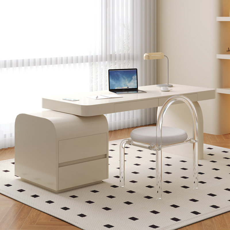 Bureau rectangulaire de style français de 55,12 po de couleur crème, H 29,53 po x l 55,12 po x P 23,62 po