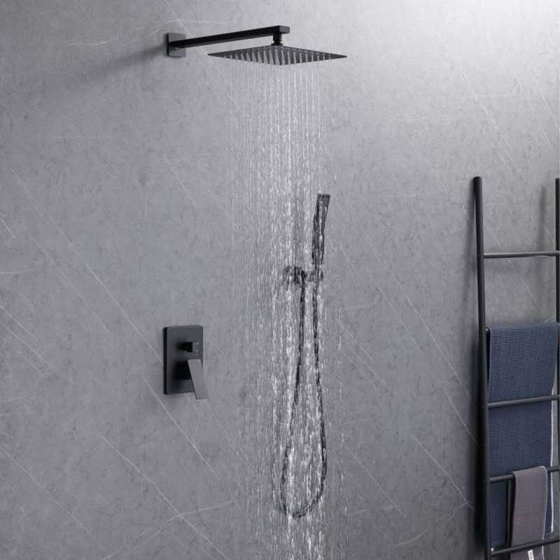 Pomme de douche à pluie haute pression 10 pouces avec bras d'extension, double pomme de douche à main réglable 2,5 gallons par minute