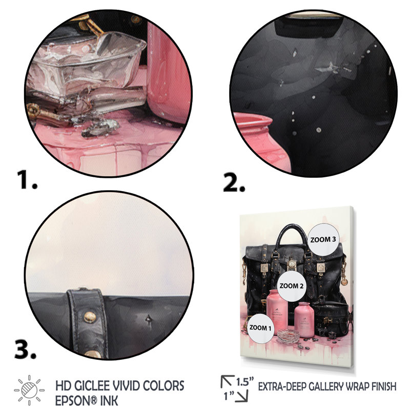 Sacs de créateurs roses Plancroft Glamour II - imprimé, H 20 po x l 12 po x P 1 po, Encadrement doré