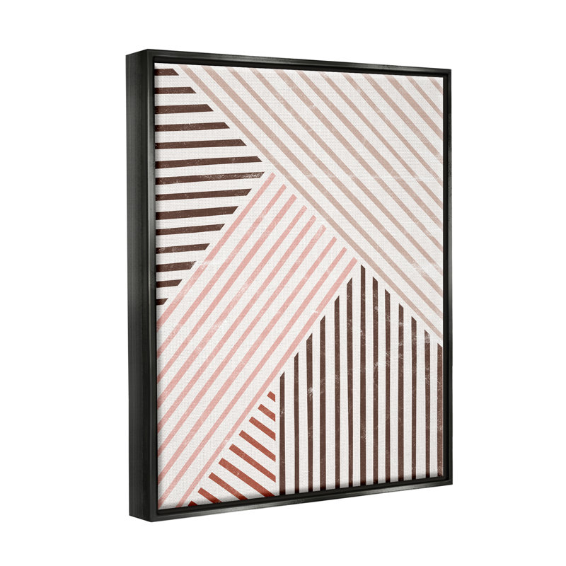 «Alternating Stripes Earth Tones Floater», art mural par JJ Design House LLC, Cadre flottant noir de jais