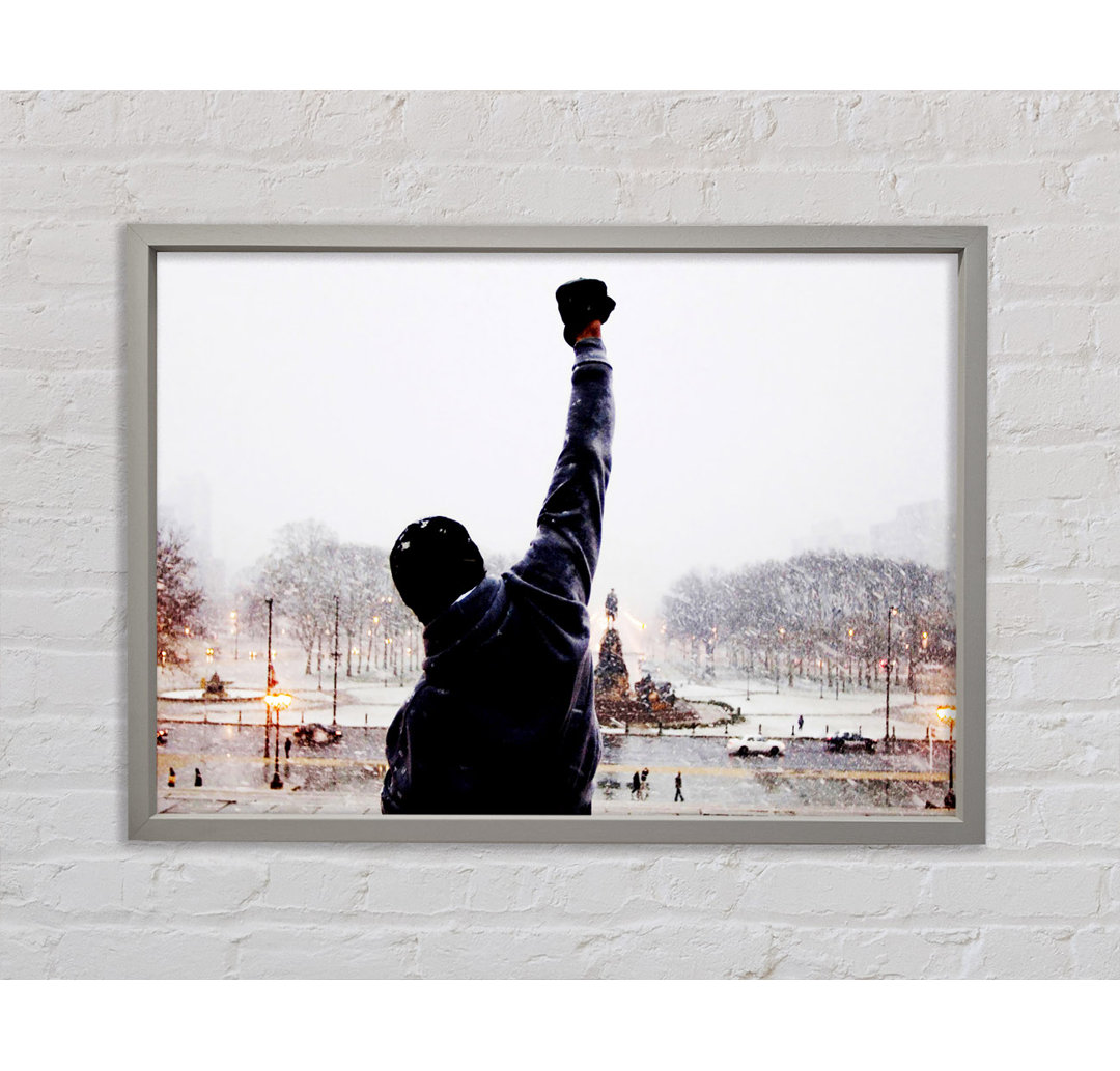 Rocky Balboa On The Steps - Einzelner Bilderrahmen Kunstdrucke auf Leinwand