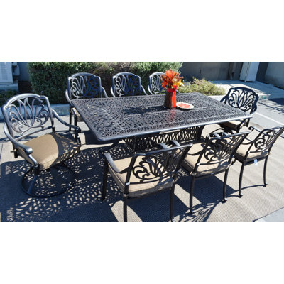 Nassau Rectangular 8 - Person 84" Long Dining Set with Cushions by K&B Patio