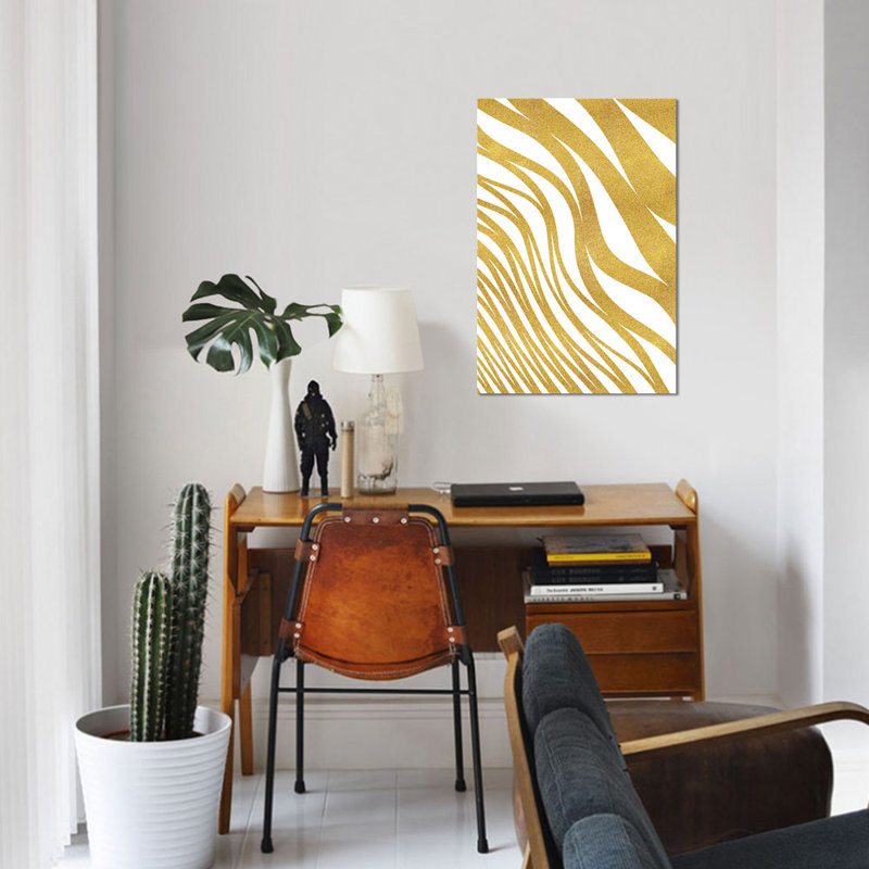 «Golden Wave», impression sur toile, H 18 po x l 12 po x P 1,5 po, Toile tendue, Pas de tapis