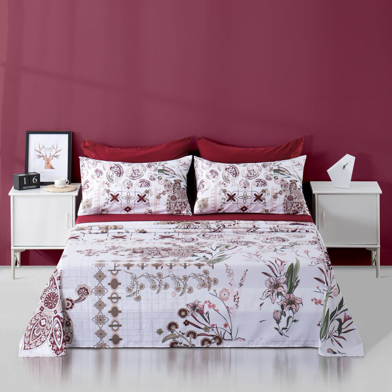 Ensemble de draps 6 pièces Polycotton, Courtepointe pour grand lit + 5 pièces supplémen, Labyrinthe de maïs