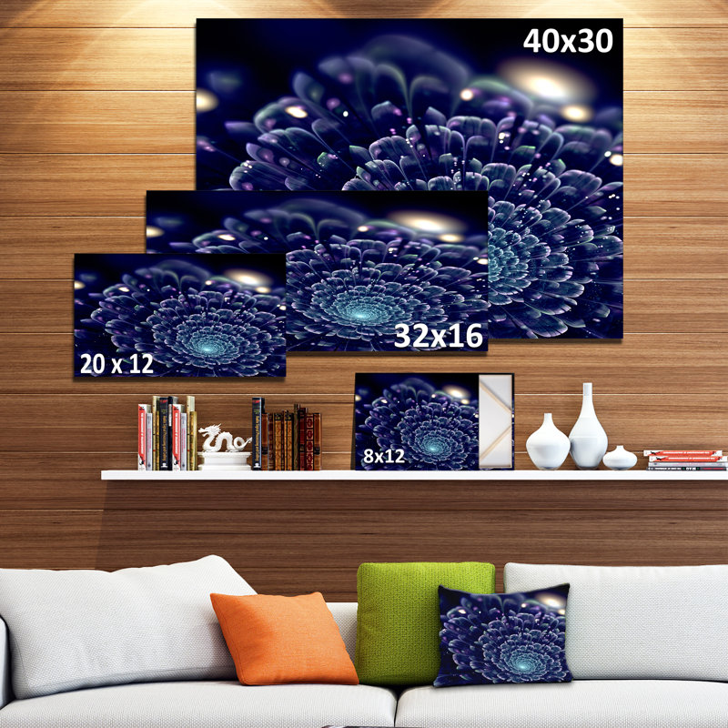 « dark blue abstract fractal fleur », impression sur toile tendue, H 16 po x l 32 po x P 1 po