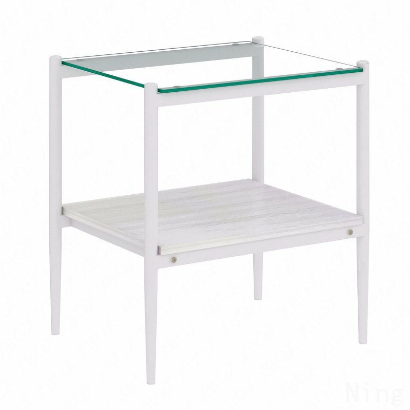 Ensemble de tables basses Modern Glass, Blanc, Clair