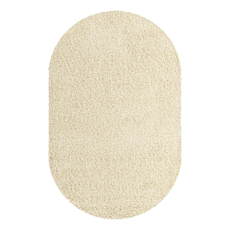 Tapis ivoire à poil long Eginhardt, Ovale 5 pi 3 po x 8 pi
