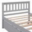Lit simple avec lit gigogne, cadre de lit plateforme avec tête de lit et pied de lit, petit espace de vie dans la chambre à coucher, aucun sommier nécessaire, gris-1841320770