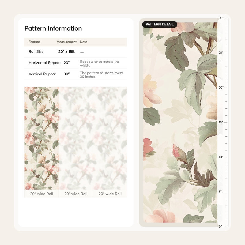Rouleau de papier peint à motif floral romantique