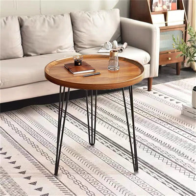 Table basse simple à plateau en bois massif - Décoration minimaliste élégante avec surface spacieuse