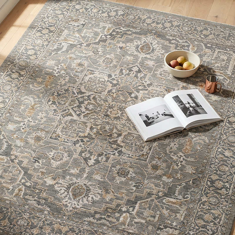 Moroccan Area Rug, Blue/Grey/Brown, Rectangle 200 x 290 cm