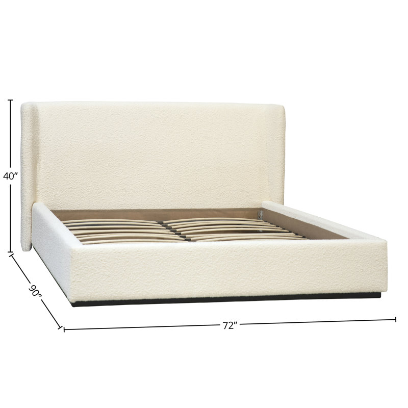 Tobias Upholstered Platform Bed, Olive, East King, Queen, Cream