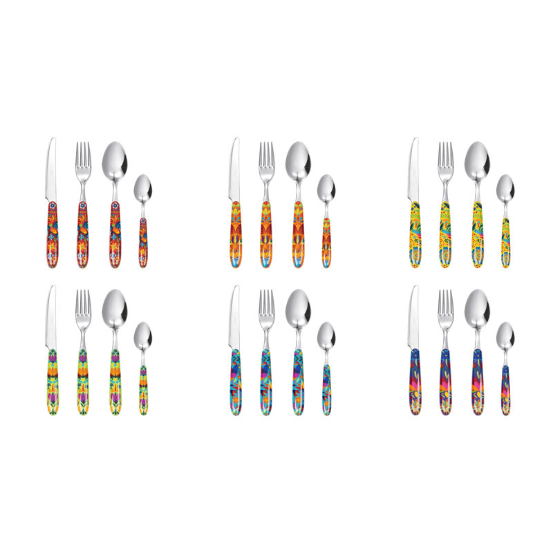 Excelsa Mexican Flowers 24 Pieces Cutlery Set
